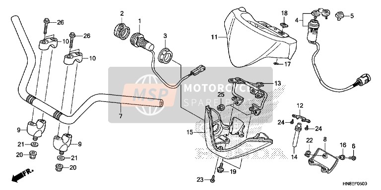 Honda TRX680FA 2016 Handle Pipe for a 2016 Honda TRX680FA