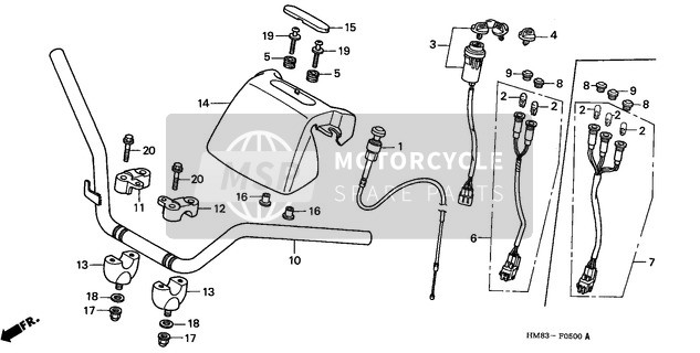 Honda TRX250 1999 Tuyau de poignée pour un 1999 Honda TRX250