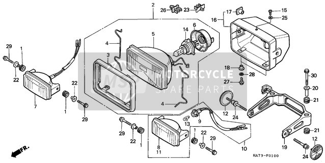 Honda TRX350 1992 Headlight (1) for a 1992 Honda TRX350