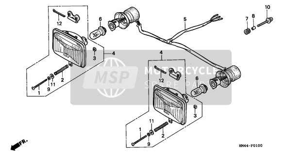 Honda TRX300FW 1998 Headlight for a 1998 Honda TRX300FW