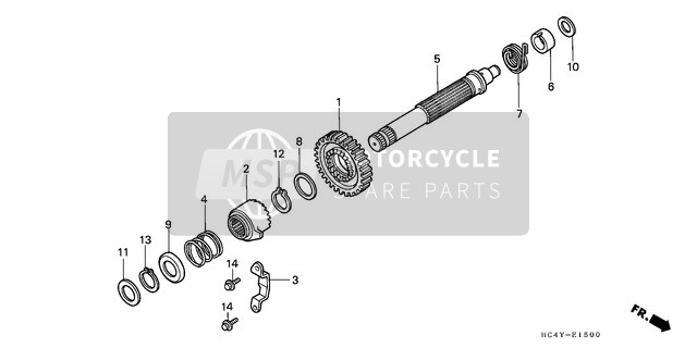 Honda TRX300FW 1992 Kick Starter Spindle for a 1992 Honda TRX300FW