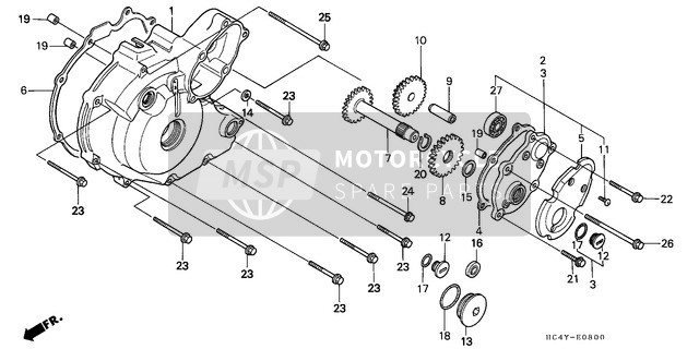 Honda TRX300FW 1992 Left Crankcase Cover for a 1992 Honda TRX300FW