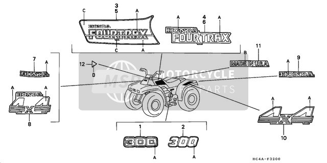 Honda TRX300FW 1993 Marke ('92,'93) für ein 1993 Honda TRX300FW