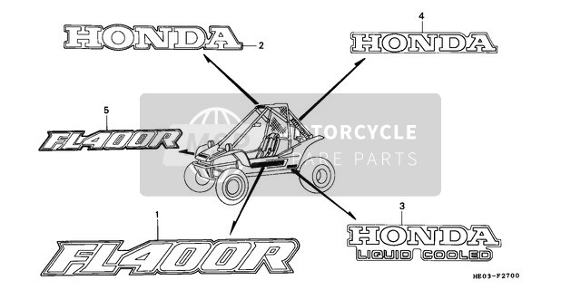 Honda FL400R 1990 Sticker voor een 1990 Honda FL400R