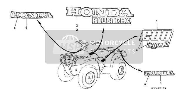 Honda TRX200D 1995 Sticker voor een 1995 Honda TRX200D