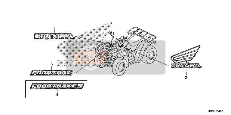 Honda TRX250TM 2014 Sticker voor een 2014 Honda TRX250TM