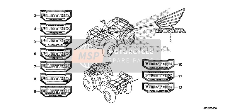 Honda TRX420FA1 2015 Sticker voor een 2015 Honda TRX420FA1