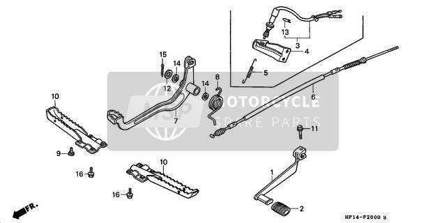 43470HF1670, Cable Comp., Foot Brake, Honda, 3