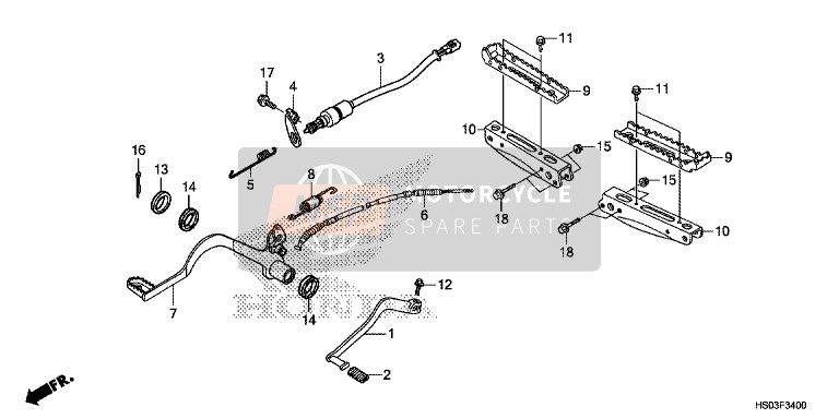 Honda TRX250TM 2017 Pédale/Étape pour un 2017 Honda TRX250TM