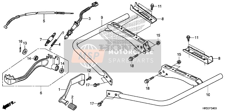 Honda TRX420TE1 2015 Pedal/Ussraste für ein 2015 Honda TRX420TE1