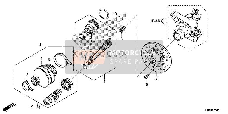 Honda TRX500FA5 2015 Árbol de transmisión para un 2015 Honda TRX500FA5