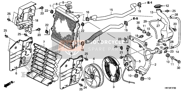 Honda TRX420FA5 2015 Radiator voor een 2015 Honda TRX420FA5