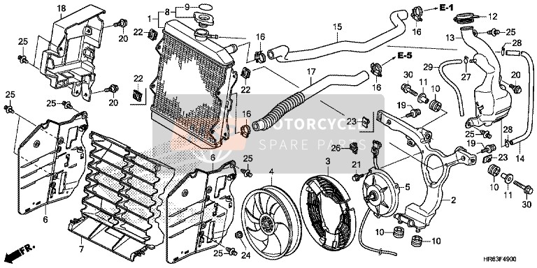 Honda TRX500FA5 2016 Termosifone per un 2016 Honda TRX500FA5