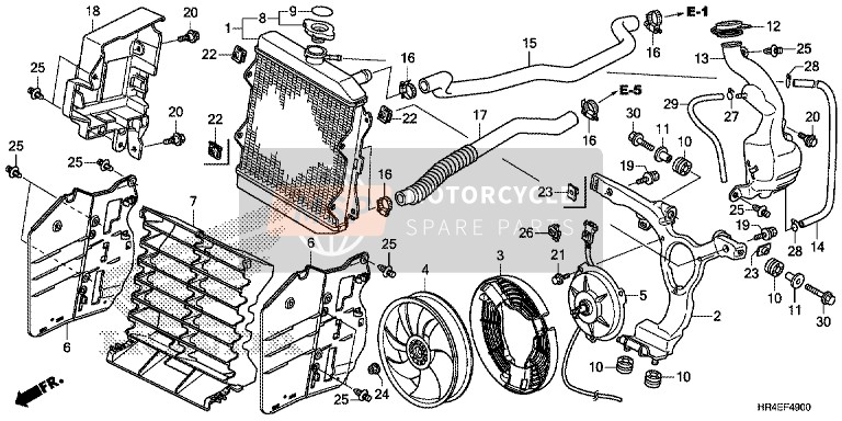 Honda TRX500FE1 2016 Radiator voor een 2016 Honda TRX500FE1