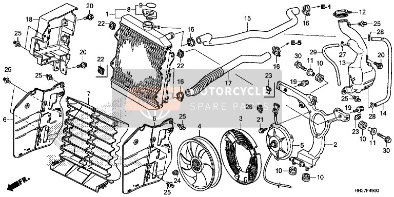 Honda TRX420FM1 2016 Radiator voor een 2016 Honda TRX420FM1