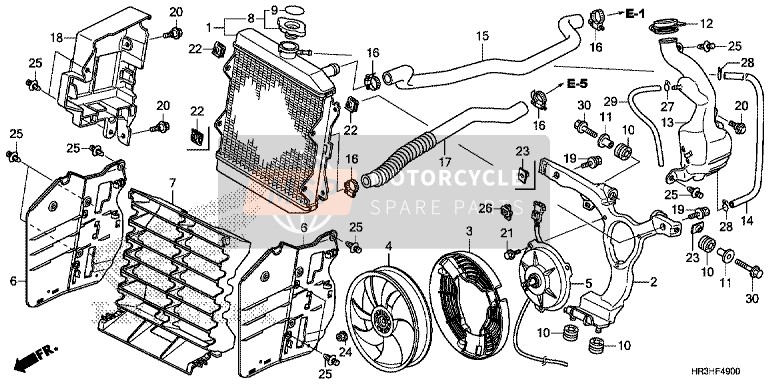 Honda TRX420TM1 2017 Radiator voor een 2017 Honda TRX420TM1