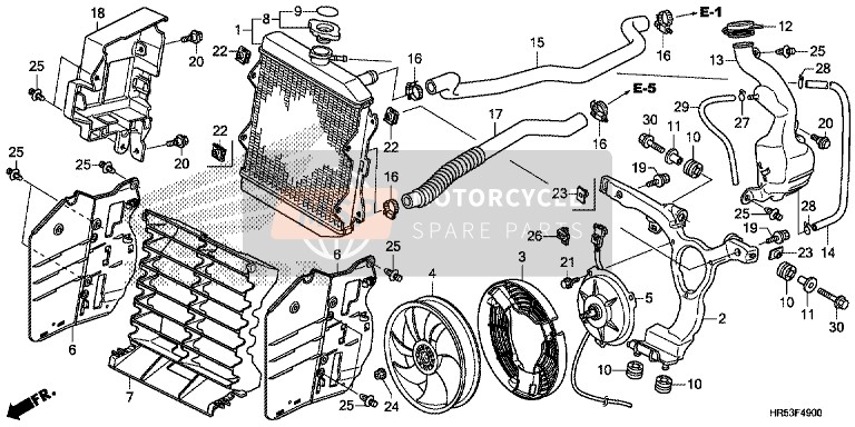 Honda TRX500FM6 2015 Radiator voor een 2015 Honda TRX500FM6