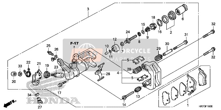 Honda TRX420FA5 2015 Pinza de freno trasero para un 2015 Honda TRX420FA5