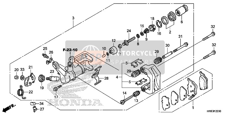 Honda TRX500FA7 2016 Pinza de freno trasero para un 2016 Honda TRX500FA7