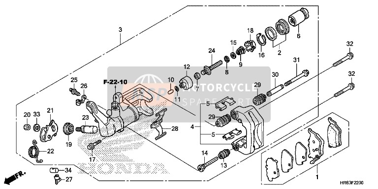 Honda TRX500FA7 2016 Rear Brake Caliper for a 2016 Honda TRX500FA7