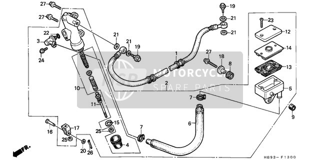 Honda TRX250R 1989 Maître-cylindre de frein arrière pour un 1989 Honda TRX250R