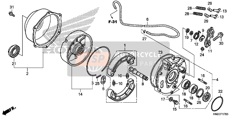 Honda TRX500FA 2014 Pannello freno posteriore per un 2014 Honda TRX500FA