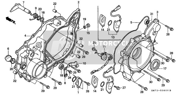 Honda TRX400FW 1996 Posterior Caja del cigüeñal Cubrir para un 1996 Honda TRX400FW