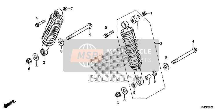 Honda TRX500FA6 2016 Cojín trasero para un 2016 Honda TRX500FA6