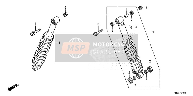 52400HN8F51, Ens. Amortisseur Ar., Honda, 0