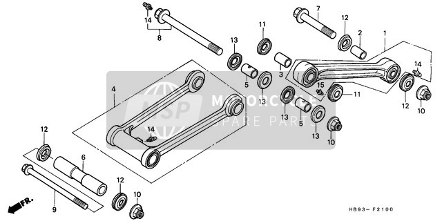 Honda TRX250R 1988 Hinteres Kissen Arm für ein 1988 Honda TRX250R