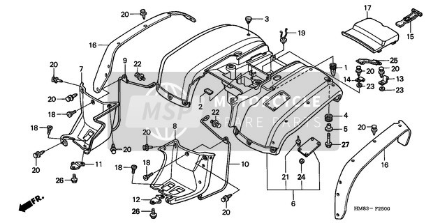 Honda TRX250 1999 Achterspatbord voor een 1999 Honda TRX250