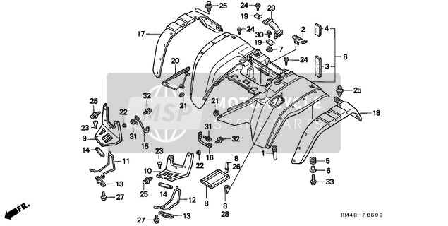 80217HC5970, Stay, R. Rr. Fender, Honda, 1