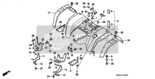 Honda TRX300FW 1997 Rear Fender for a 1997 Honda TRX300FW