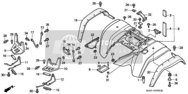 Honda TRX300 1992 Rear Fender for a 1992 Honda TRX300