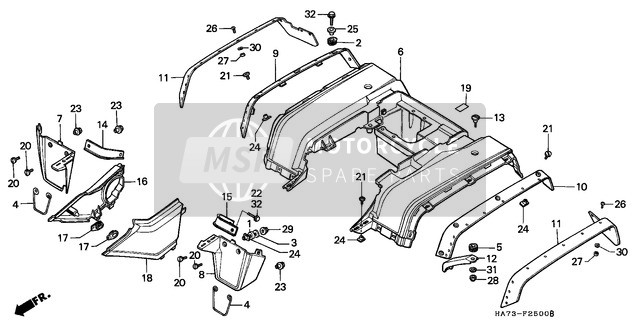 Honda TRX350 1986 Rear Fender (TRX350G/H/DH/J/DJ) for a 1986 Honda TRX350