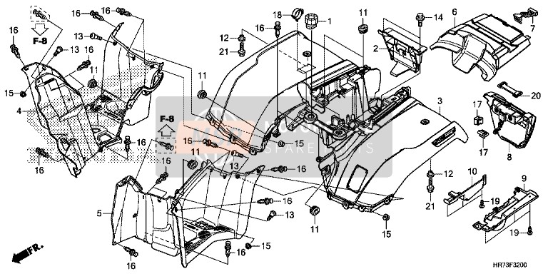 80122HR6A60ZA, Mudguard, L. Center *NH1*, Honda, 0