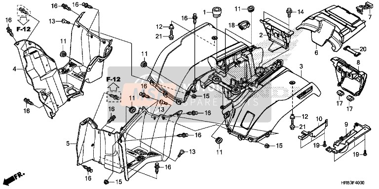 Honda TRX500FM5 2016 Rear Fender for a 2016 Honda TRX500FM5