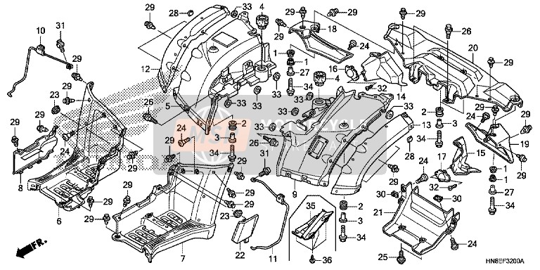 Honda TRX680FA 2016 Rear Fender for a 2016 Honda TRX680FA