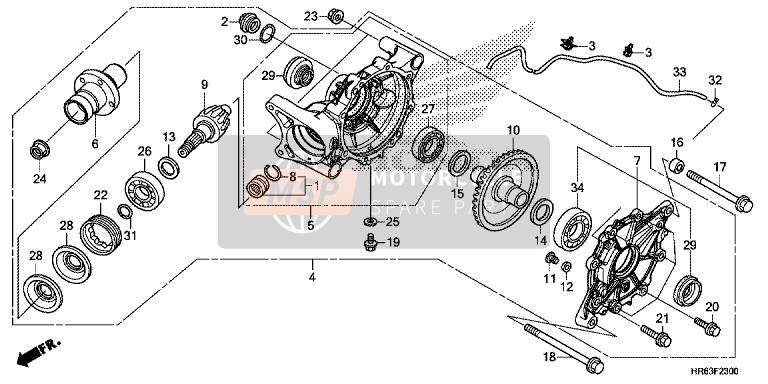 Honda TRX500FA6 2016 Eindversnelling achter voor een 2016 Honda TRX500FA6