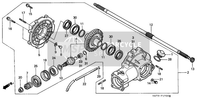 Honda TRX350 1993 Letztes Zahnrad Hinten für ein 1993 Honda TRX350