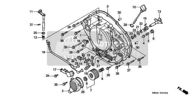 Honda TRX300EX 1994 Right Crankcase Cover for a 1994 Honda TRX300EX