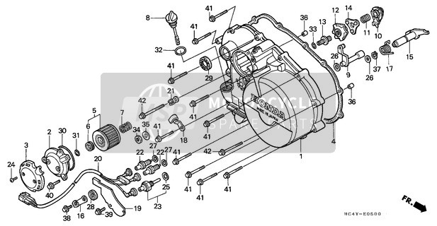 Honda TRX300FW 1992 Derecho Caja del cigüeñal Cubrir para un 1992 Honda TRX300FW