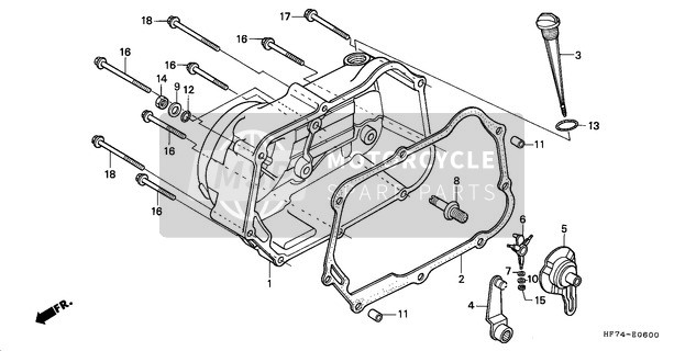 Honda TRX90 1995 Right Carter Cover voor een 1995 Honda TRX90