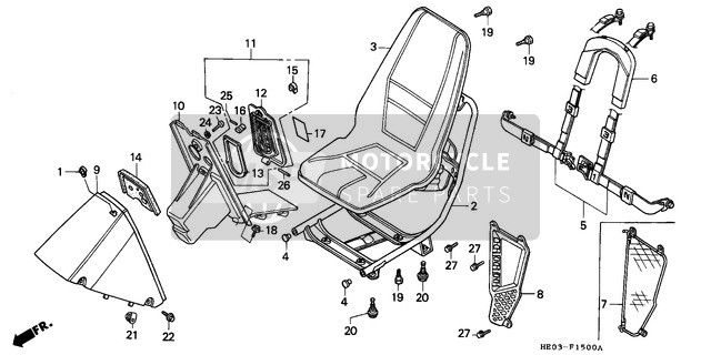 91509HC0000, Bolt, Fender Setting, 5X1, Honda, 2