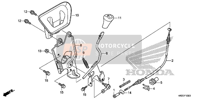 Honda TRX420FE1 2015 Selectiehendel voor een 2015 Honda TRX420FE1