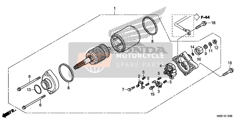 Honda TRX420FA1 2017 Startmotor voor een 2017 Honda TRX420FA1