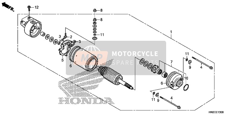 Honda TRX500FPA 2014 Startmotor voor een 2014 Honda TRX500FPA