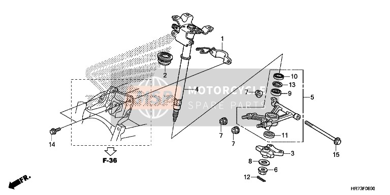 Honda TRX420FA5 2015 Albero dello sterzo per un 2015 Honda TRX420FA5