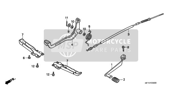 43470HF1670, Cable Comp., Foot Brake, Honda, 2