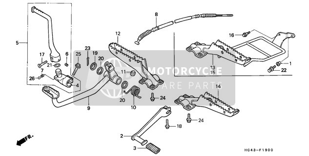 Honda TRX300FW 1989 Ussraste/Pedal für ein 1989 Honda TRX300FW